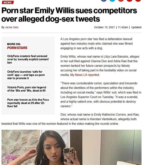 gianna dior مترجم|Porn star Emily Willis sues over alleged dog.